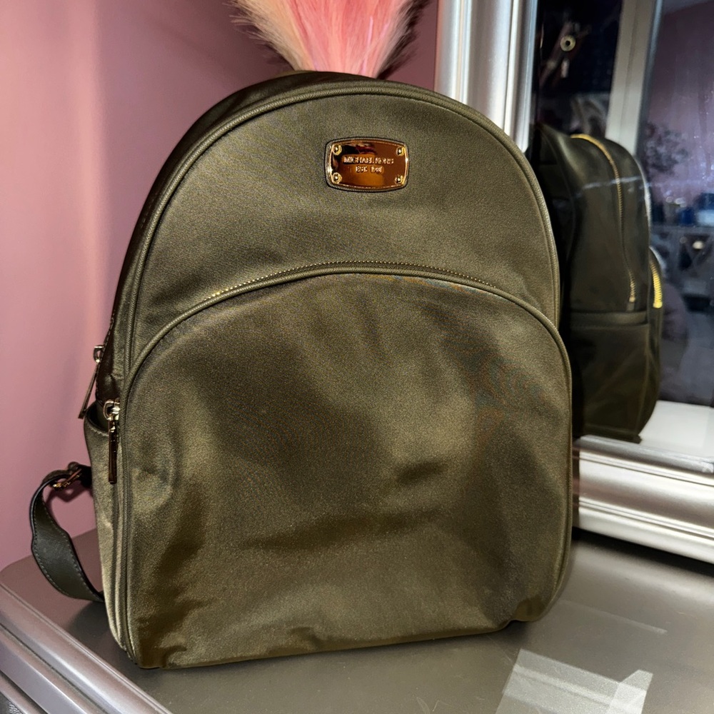 Michael Kors Metallic Olive Backpack